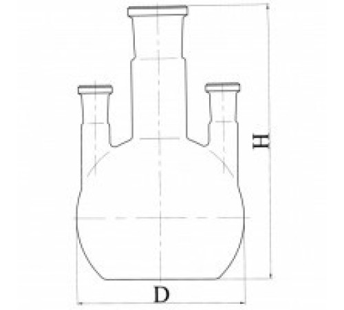 Колба ПГП-3 - 500 эскиз 2-650 3-горл Колба ПГП-3 - 500 эскиз 2-650 3-горл