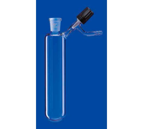 Пробирка круглодонная для азота Lenz 10 мл, муфта NS14/23, PTFE игольчатый кран, стекло Пробирка круглодонная для азота Lenz 10 мл, муфта NS14/23, PTFE игольчатый кран, стекло